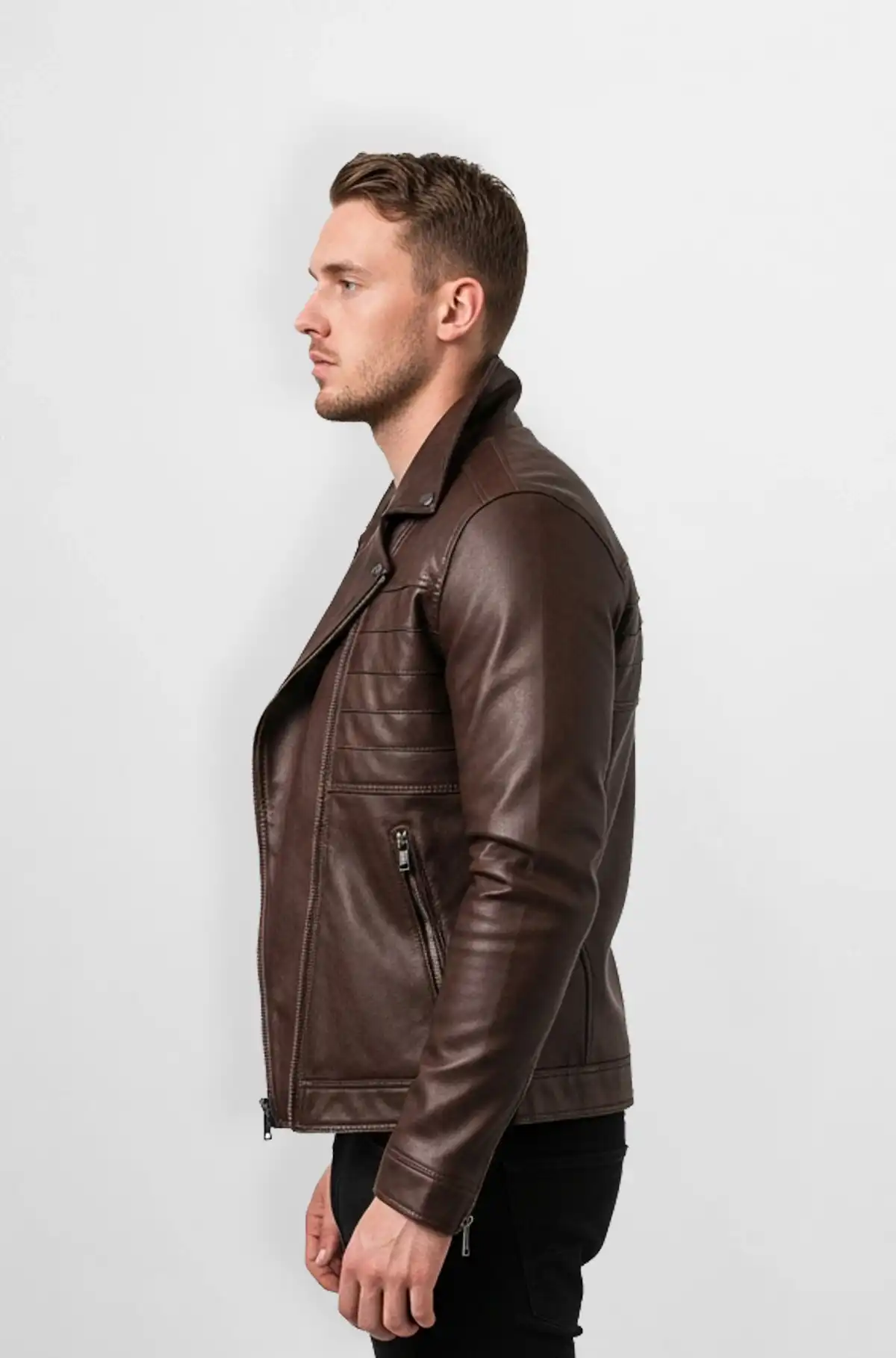 Brown Vintage Racer Leather Jacket