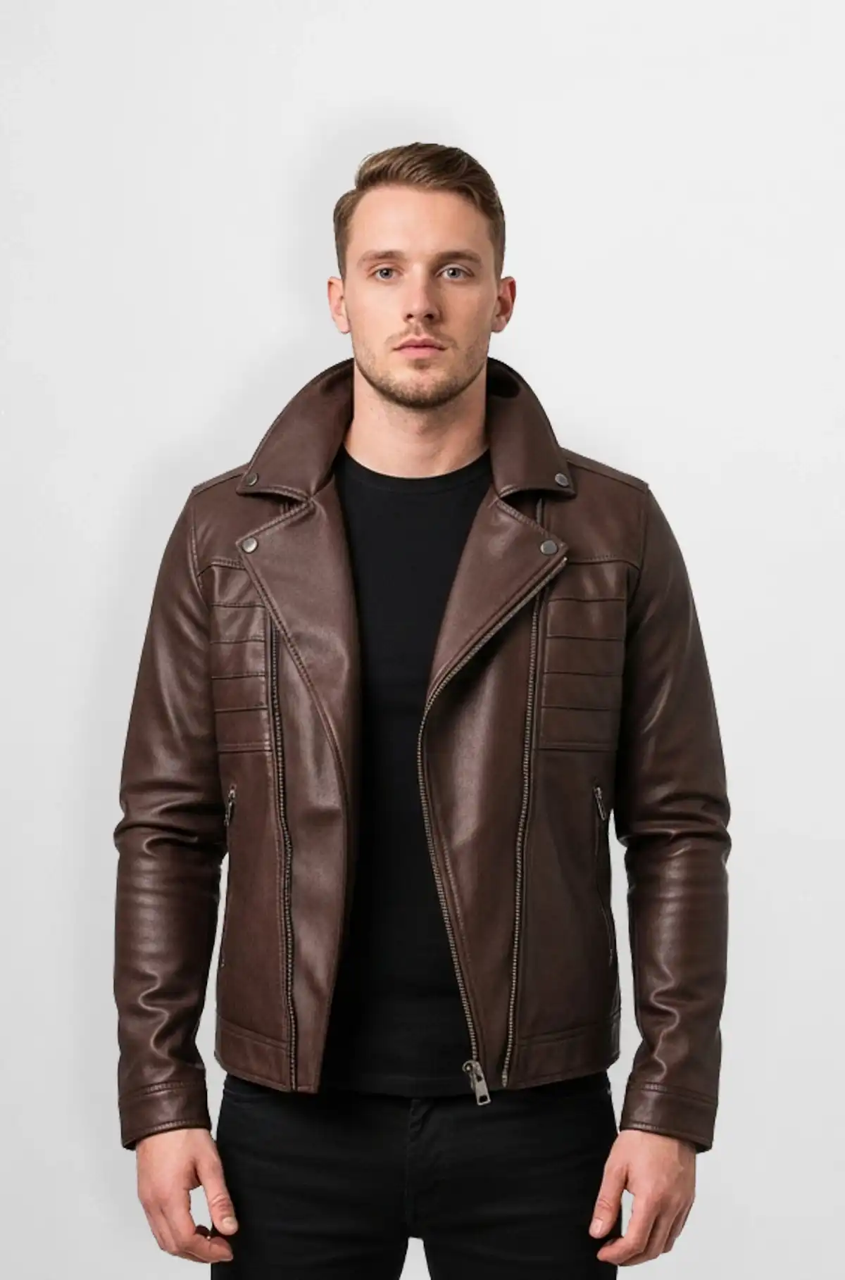 Brown Vintage Racer Leather Jacket