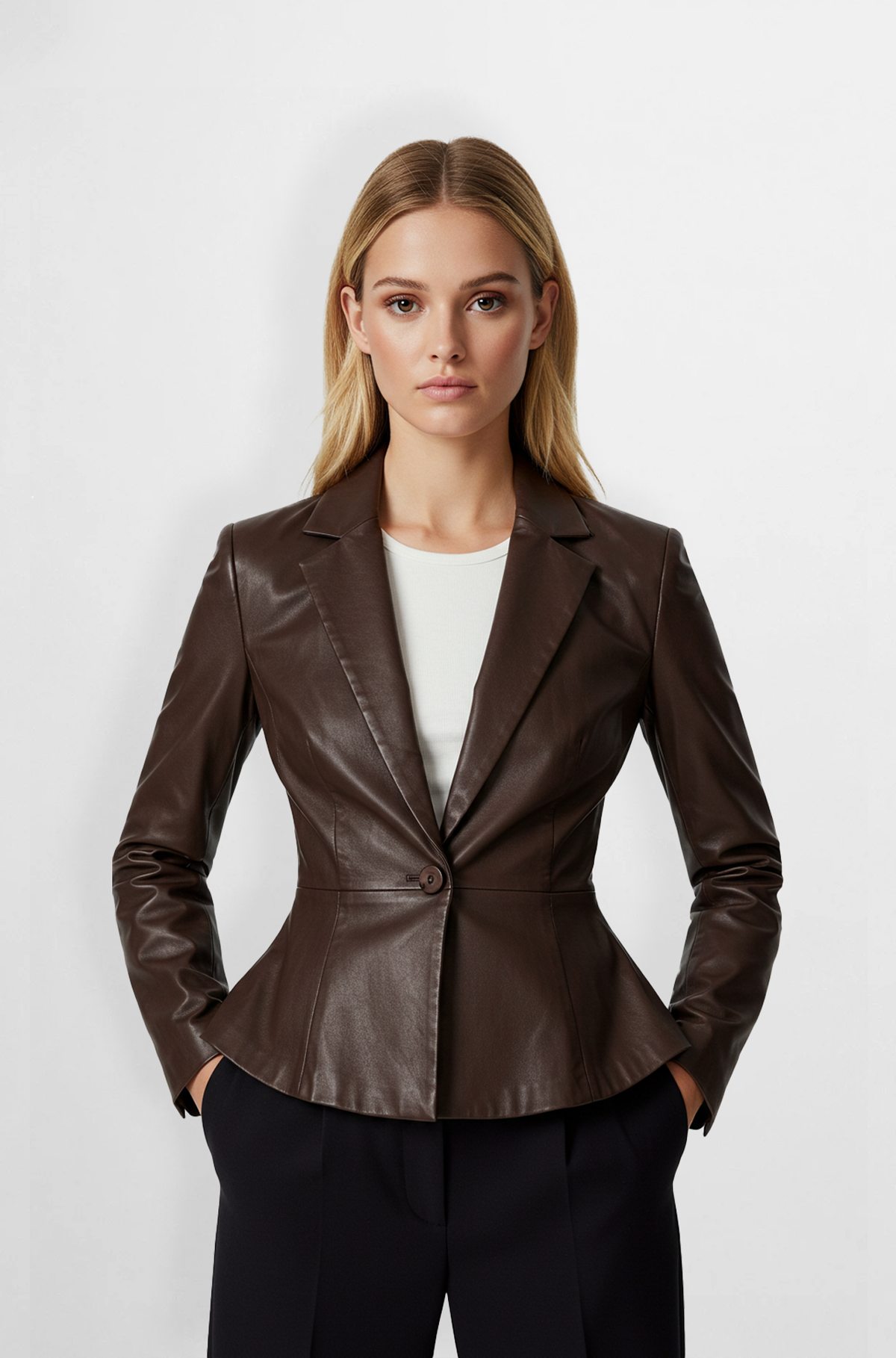 brown leather blazer jacket