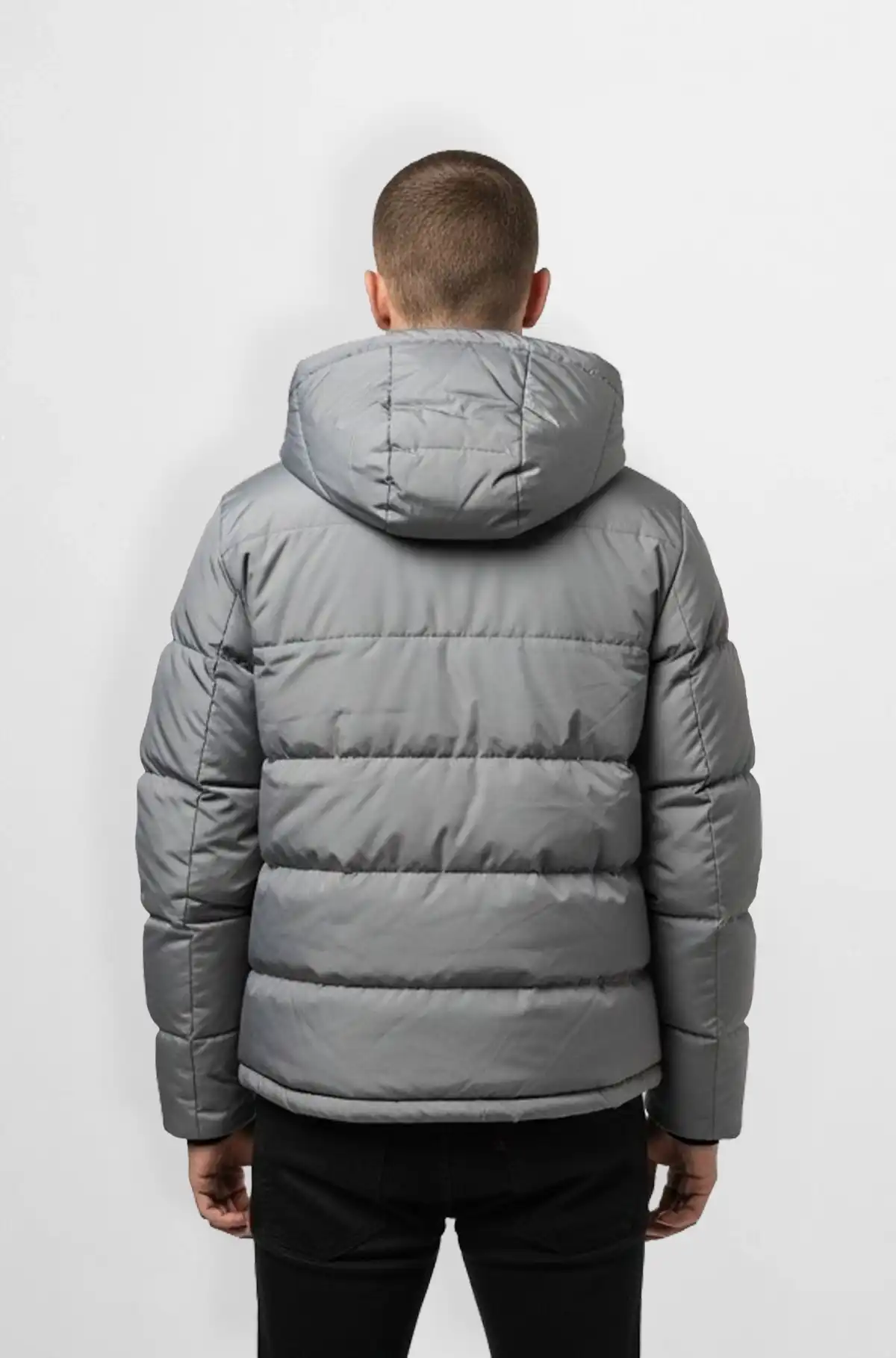 Charcoal Grey Quilted Hooded Puffer Jacket