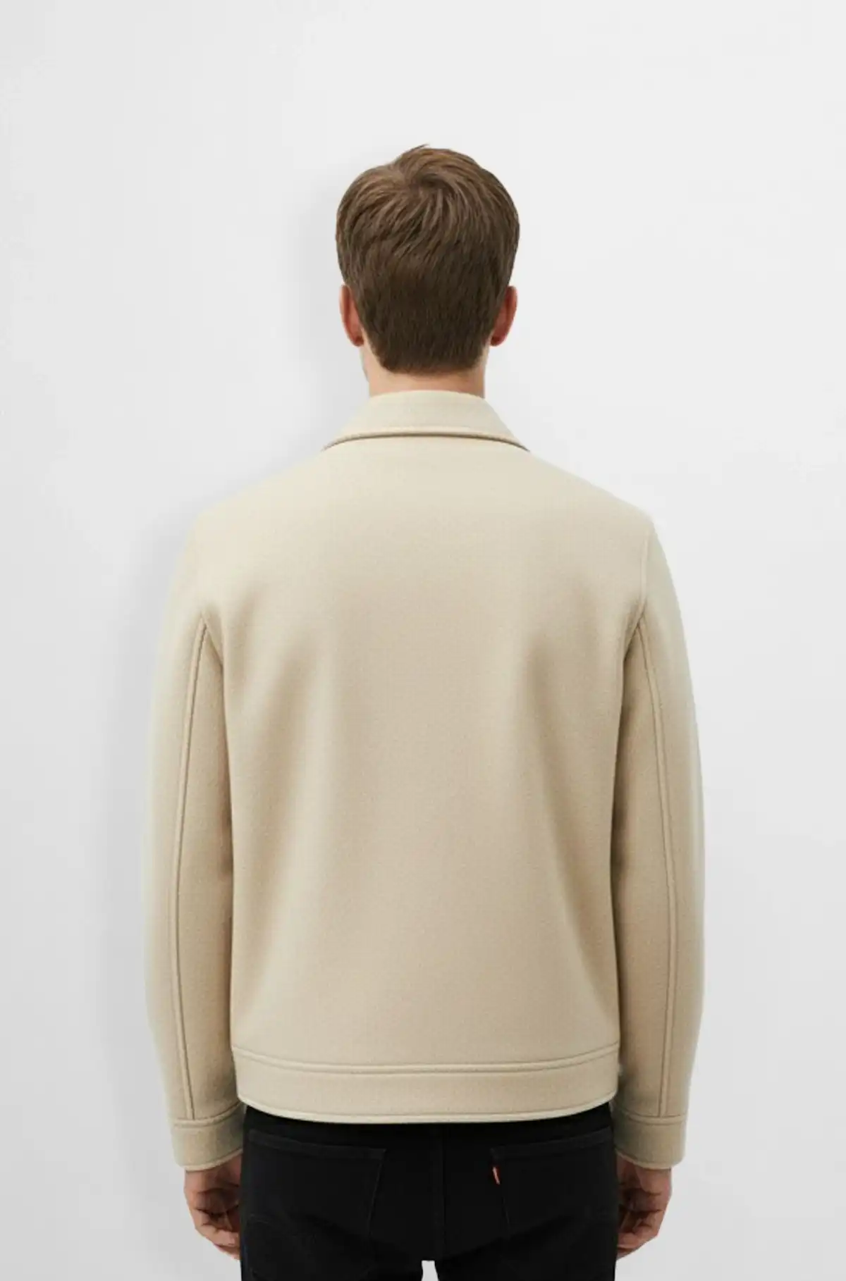 Classic Beige Wool Bomber Jacket