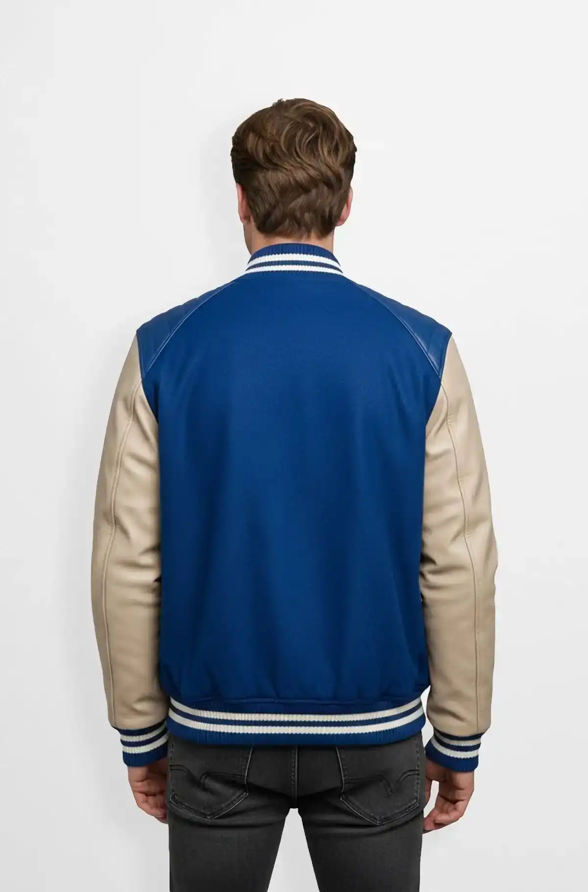 Classic Blue Varsity Leather Jacket