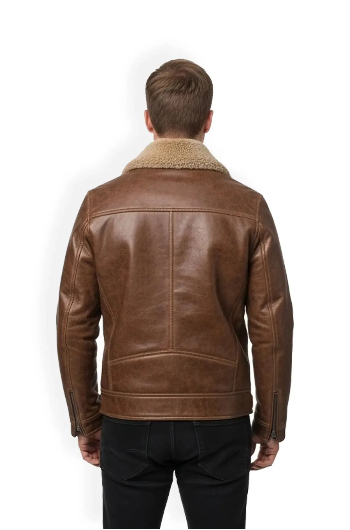 Classic Brown Leather Aviator Jacket