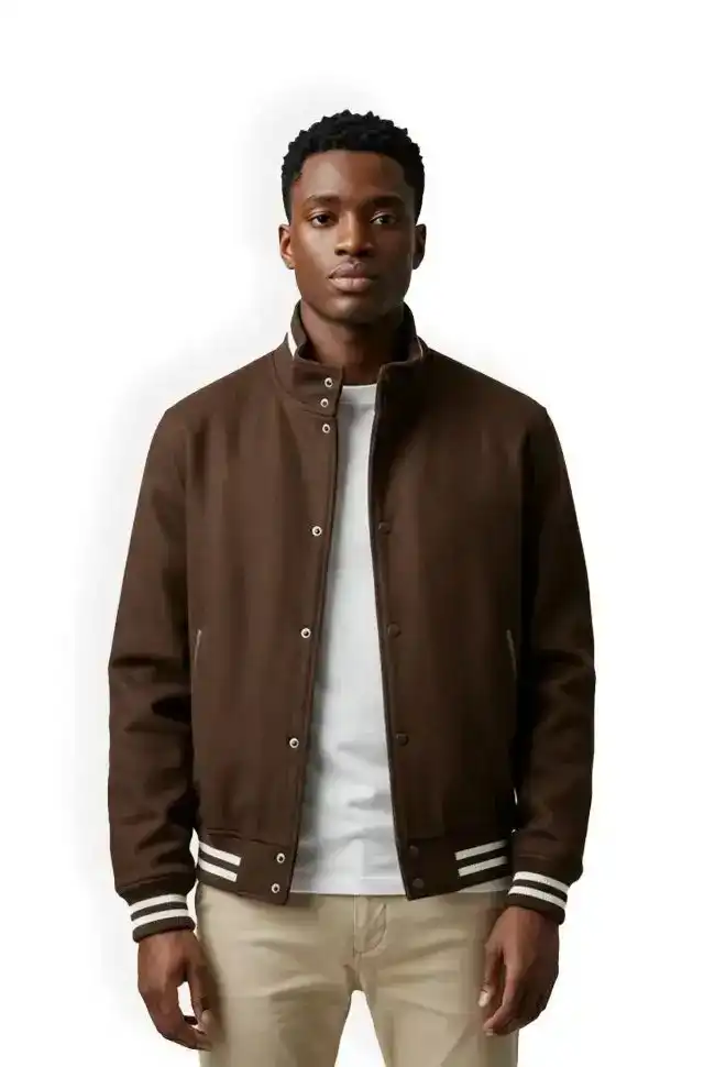 Classic Brown Wool Letterman Jacket