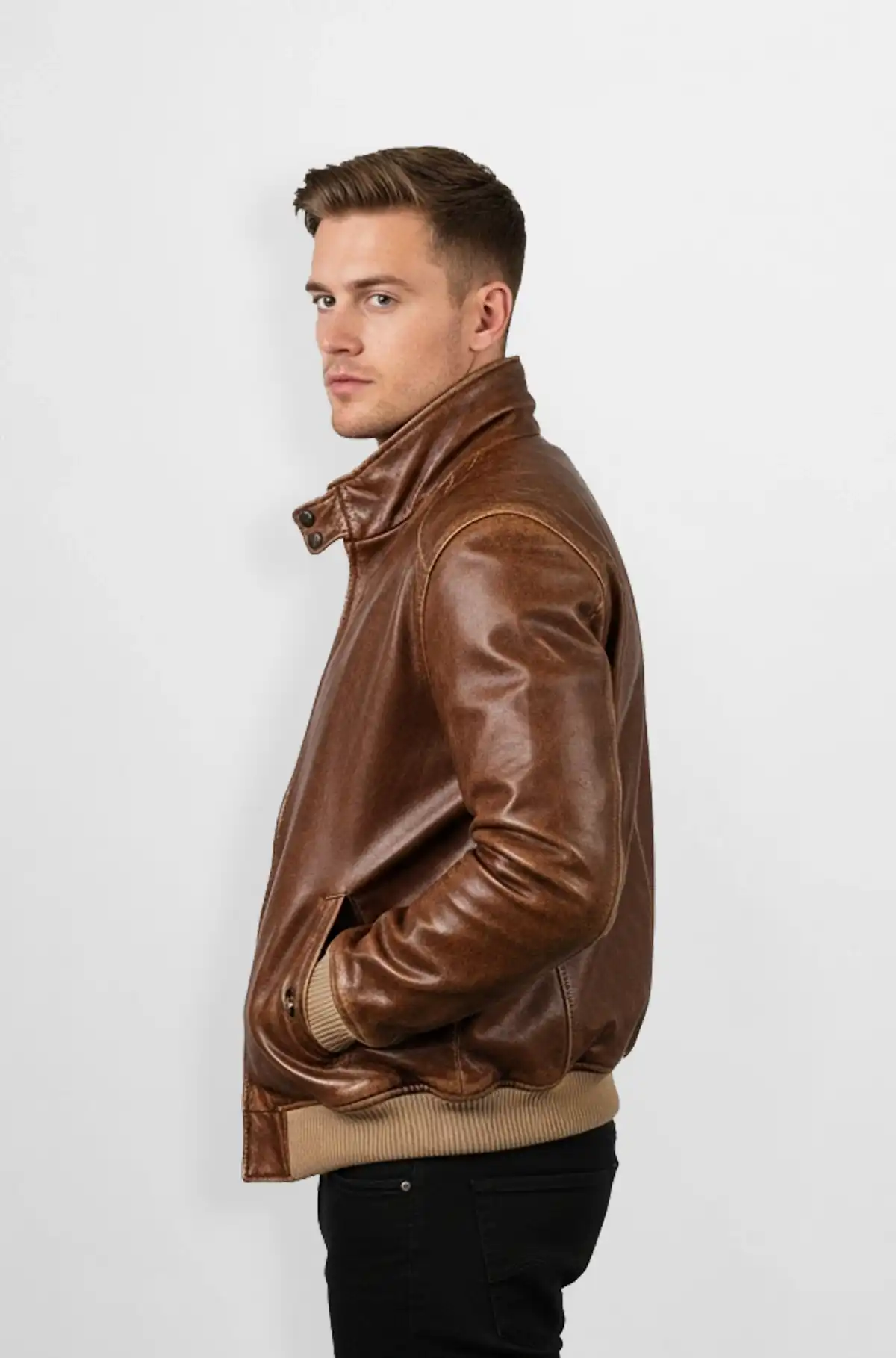 Classic Premium Leather Bomber Jacket