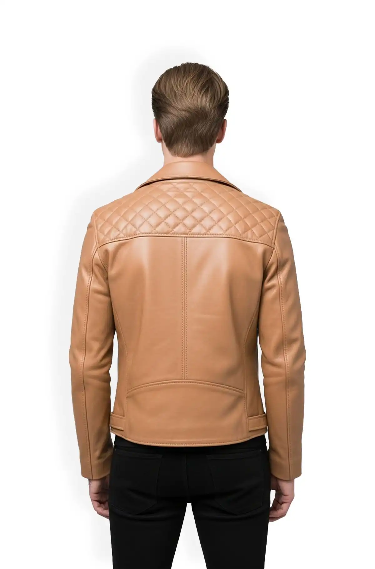 Classic Quilted Tan Biker Jacket