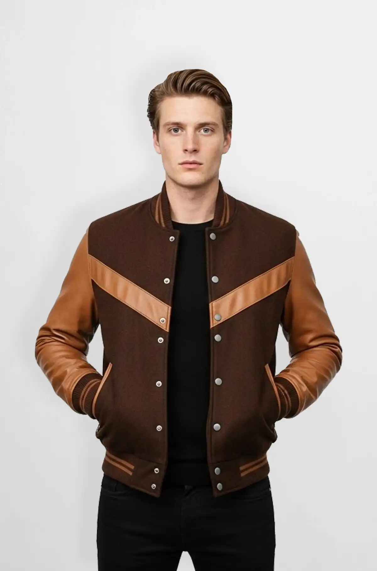 Classic TwoTone Varsity Leather Jacket