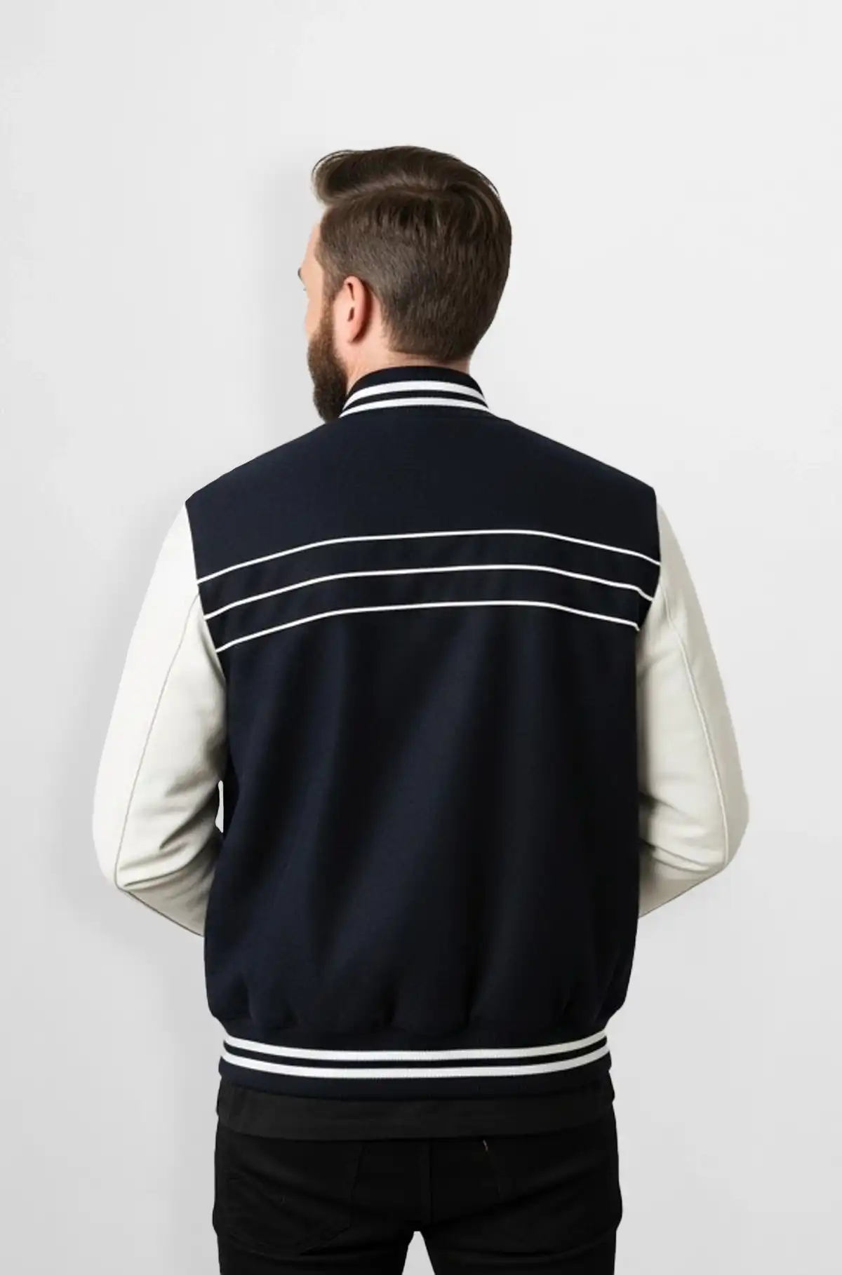 Classic Varsity Leather Bomber Jacket For Men