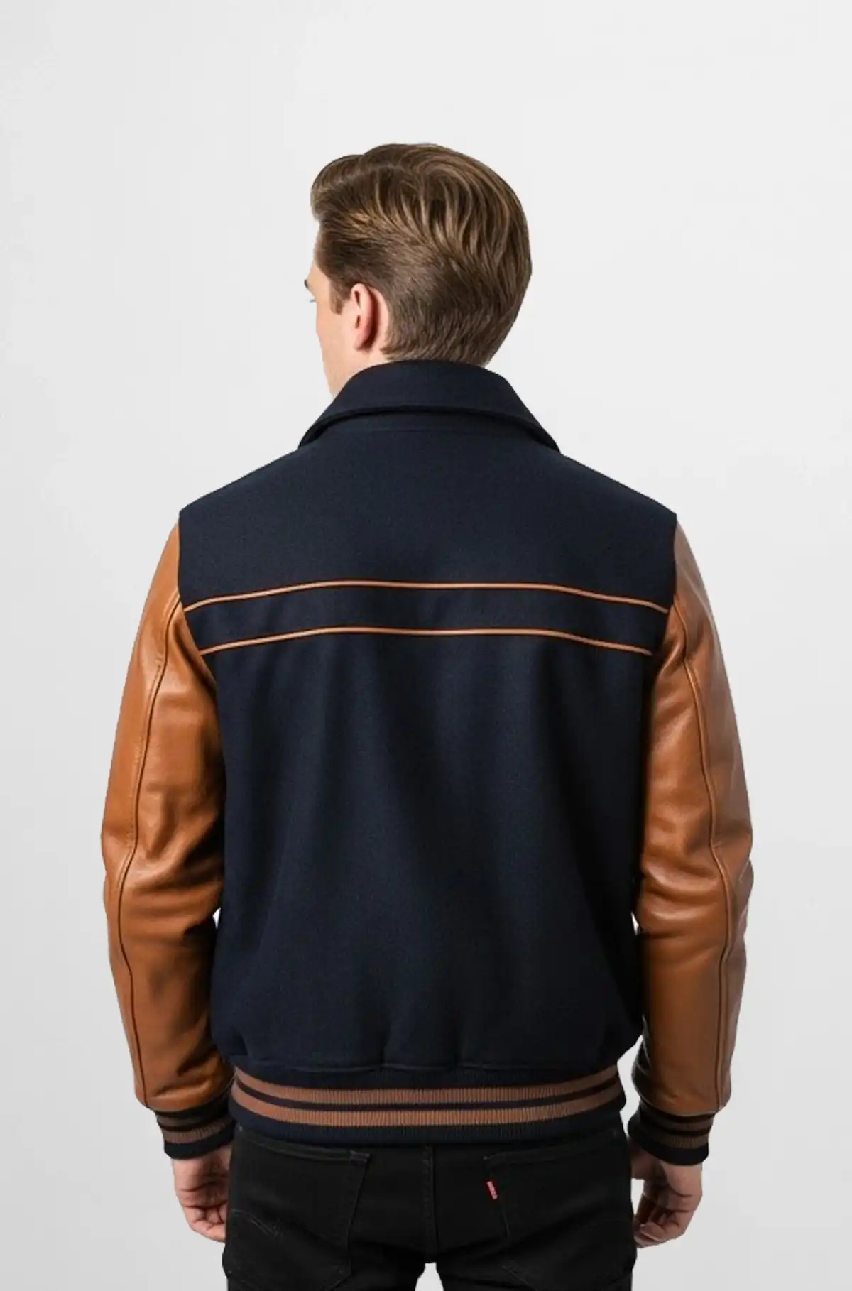 Classic Varsity Leather Sleeve Jacket