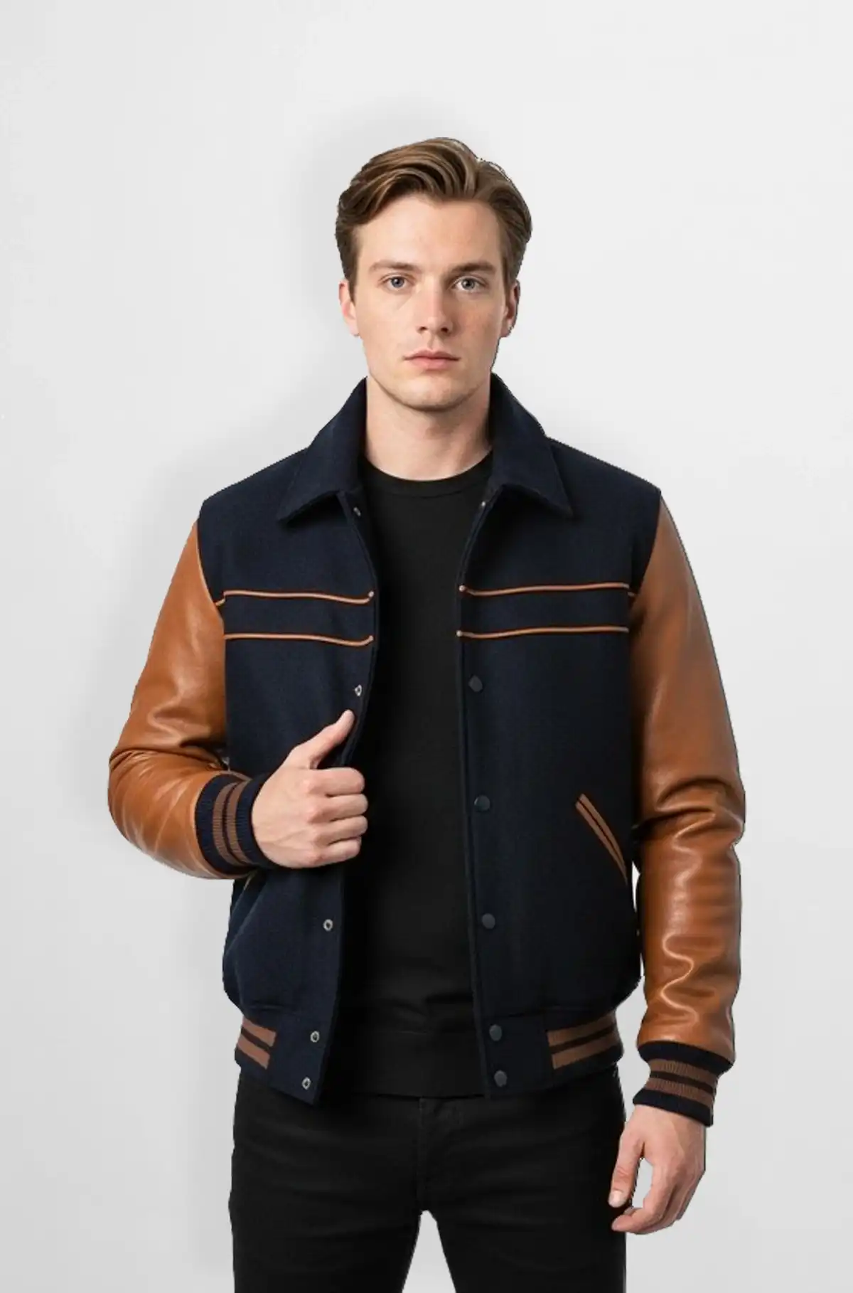 Classic Varsity Leather Sleeve Jacket
