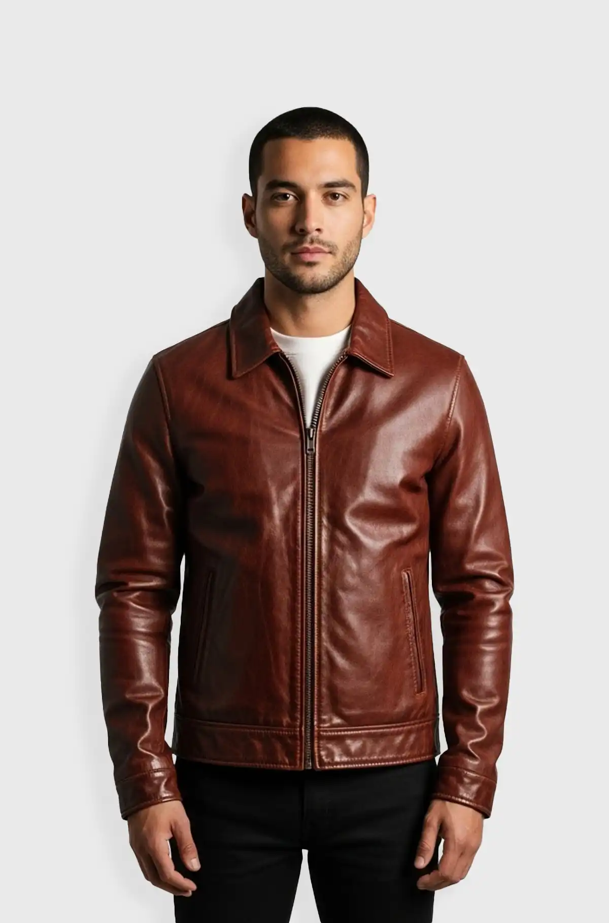 Cognac Brown Leather Jacket