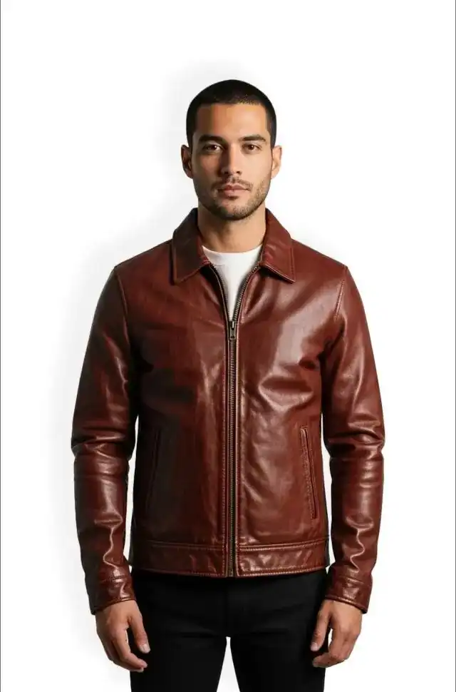 Cognac Brown Leather Jacket