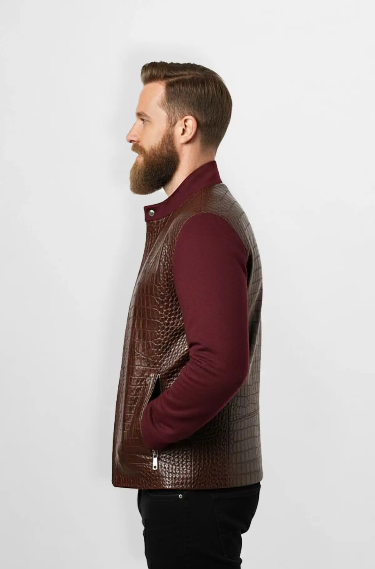 Cognac Crest bomber Leather Jacket