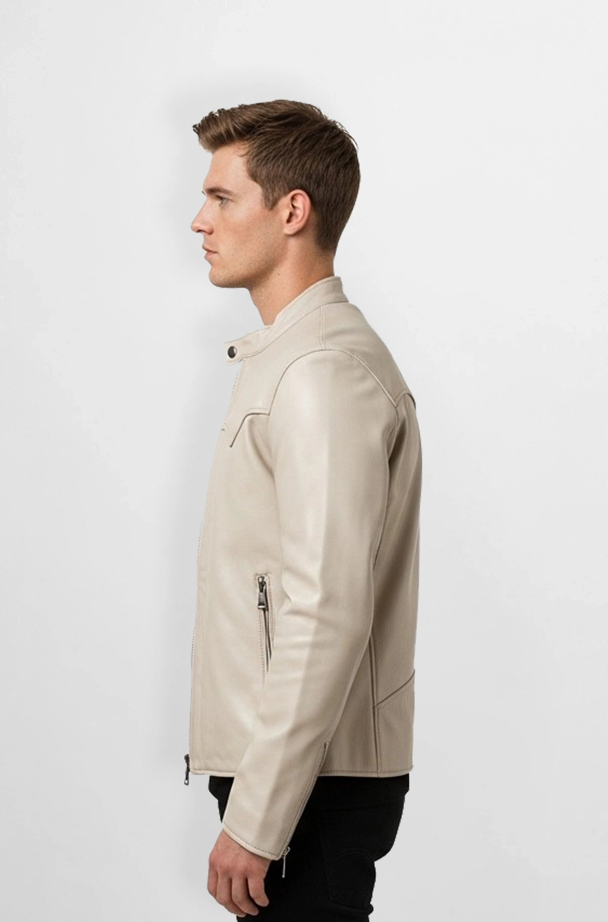 Cream Leather Western Jacket