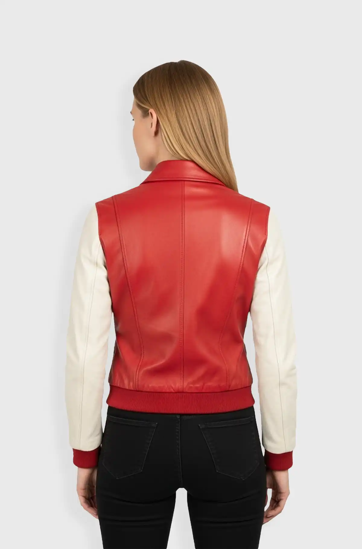 Crimson Pulse Bomber Leather Jacket