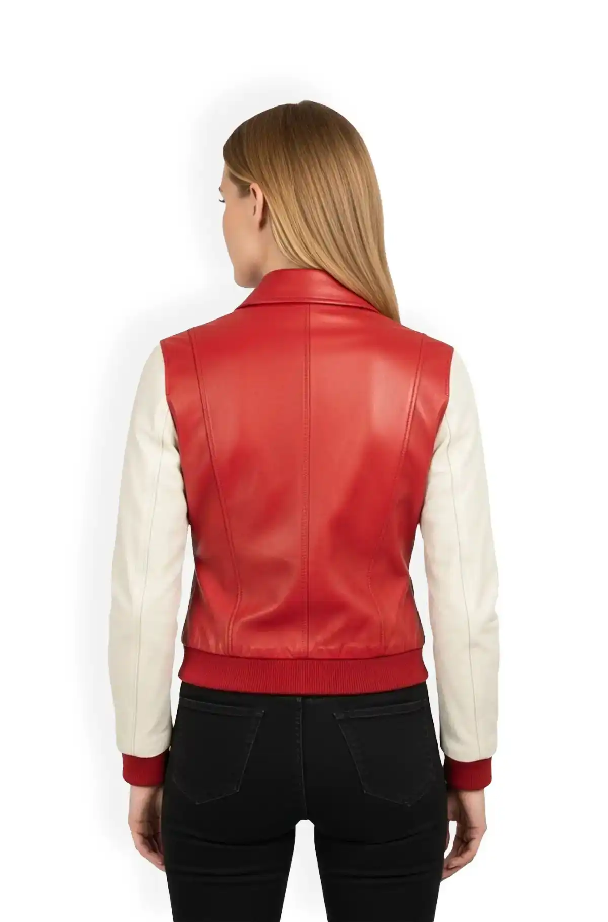 Crimson Pulse Bomber Leather Jacket