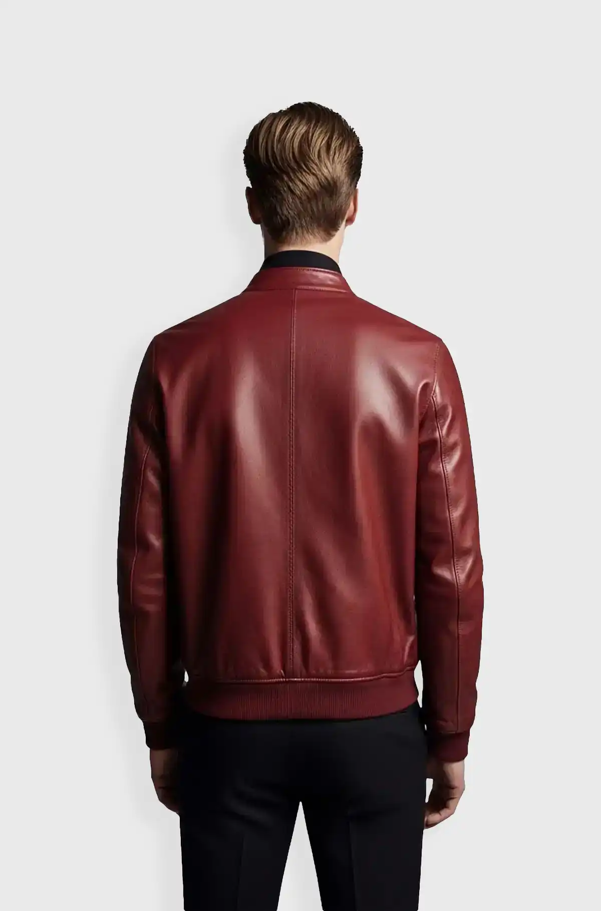 Crimson Valor Maroon Leather Bomber Jacket