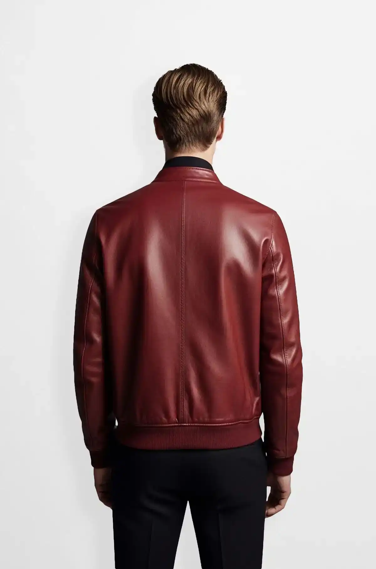 Crimson Valor Maroon Leather Bomber Jacket