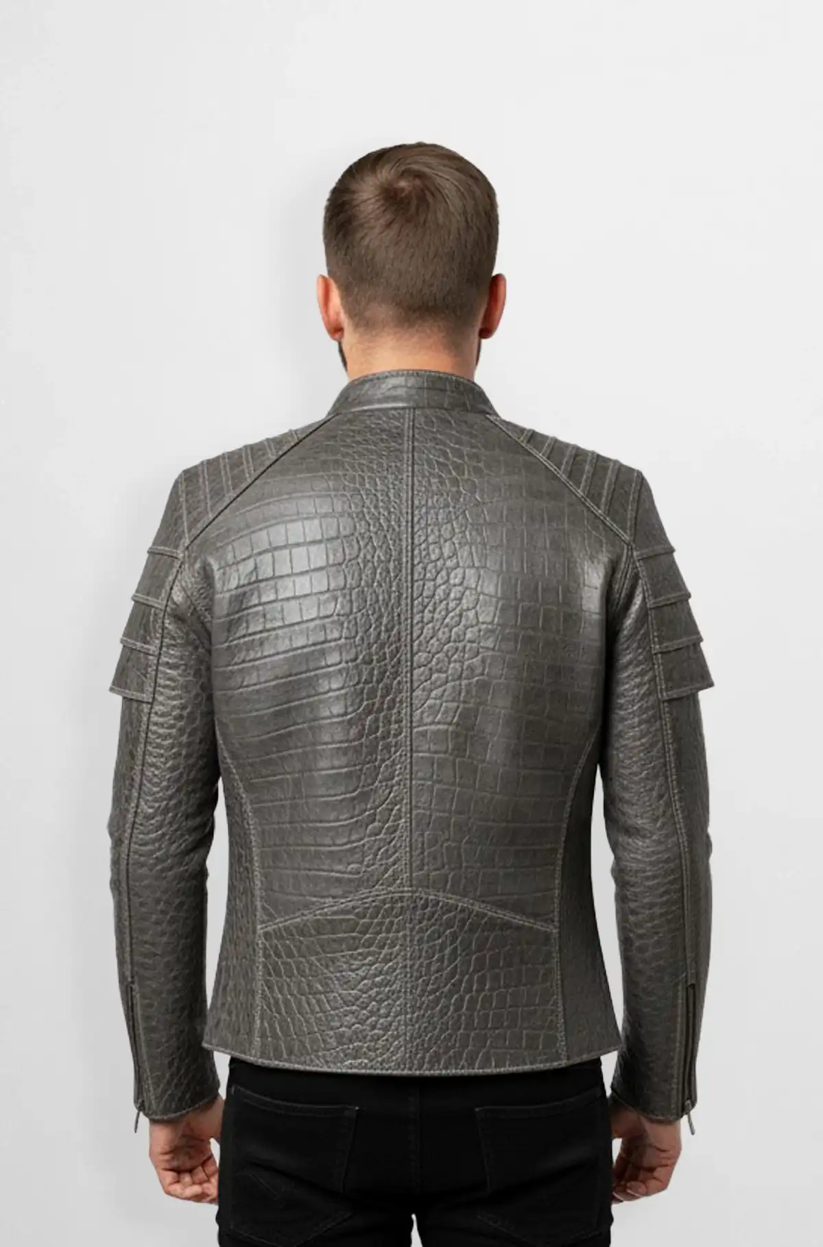 Crocodile Silver Ridge Leather Jacket for Men