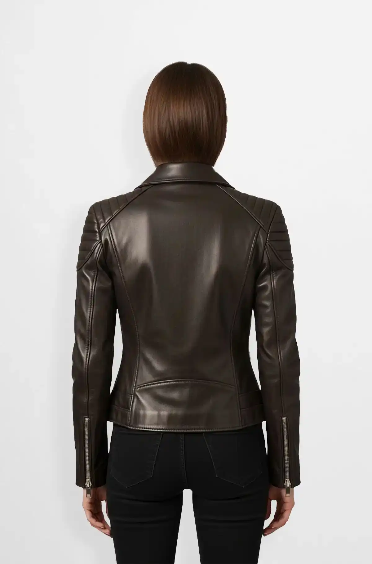 Dark Brown Leather Biker Jacket