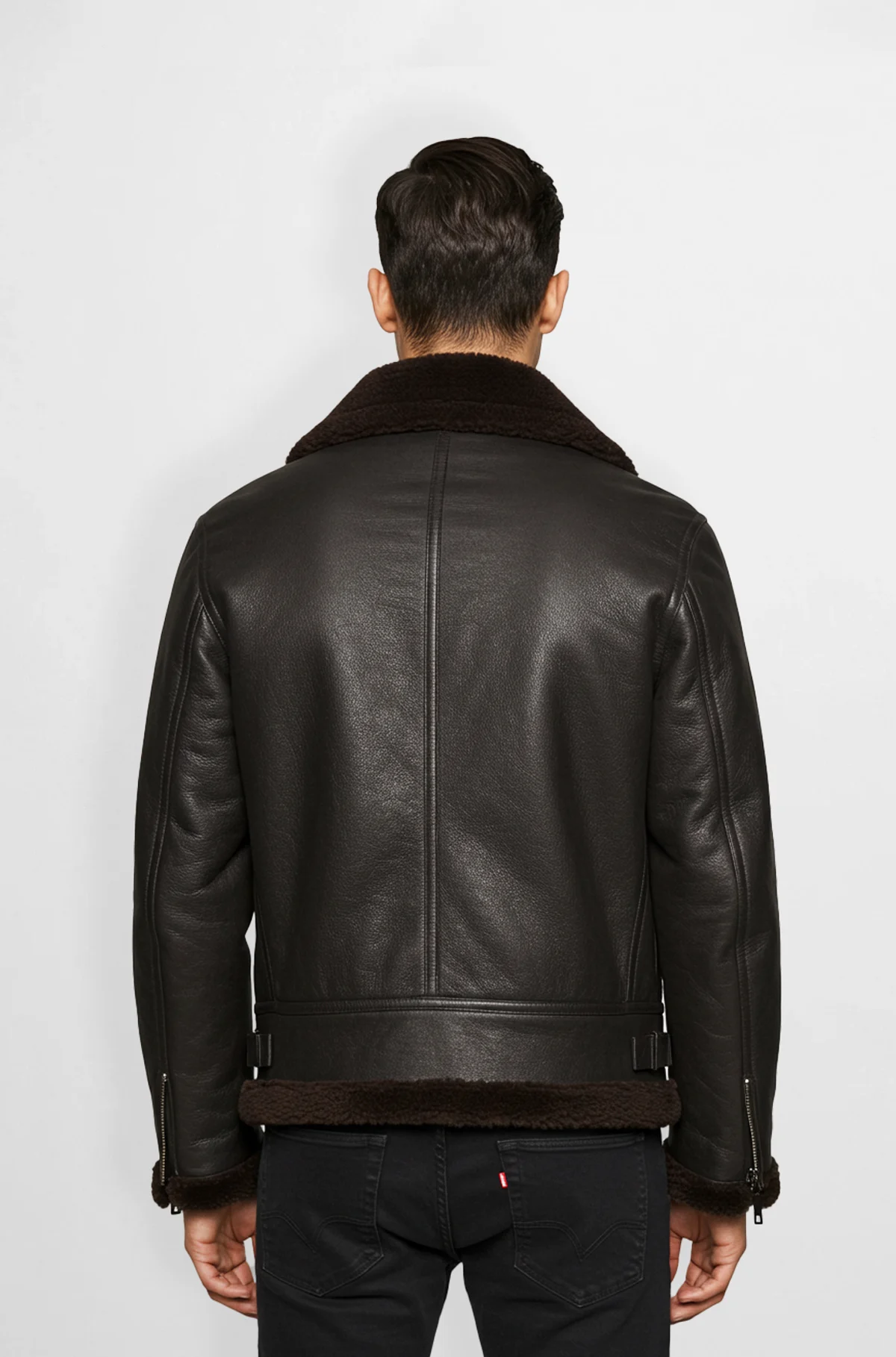 Apricot Brown Shearling Leather Jacket for men