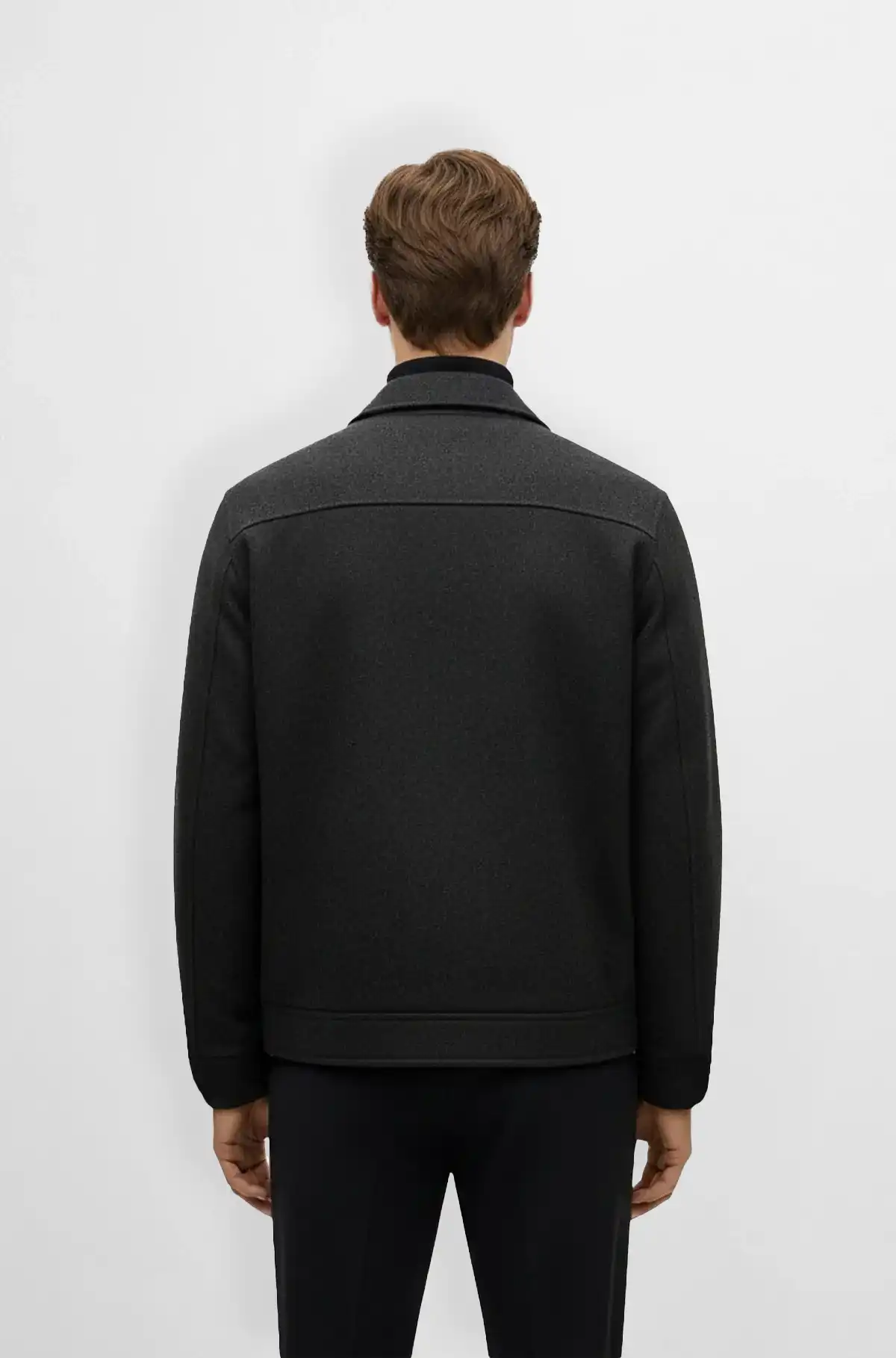 Dark Charcoal Wool Bomber Jacket