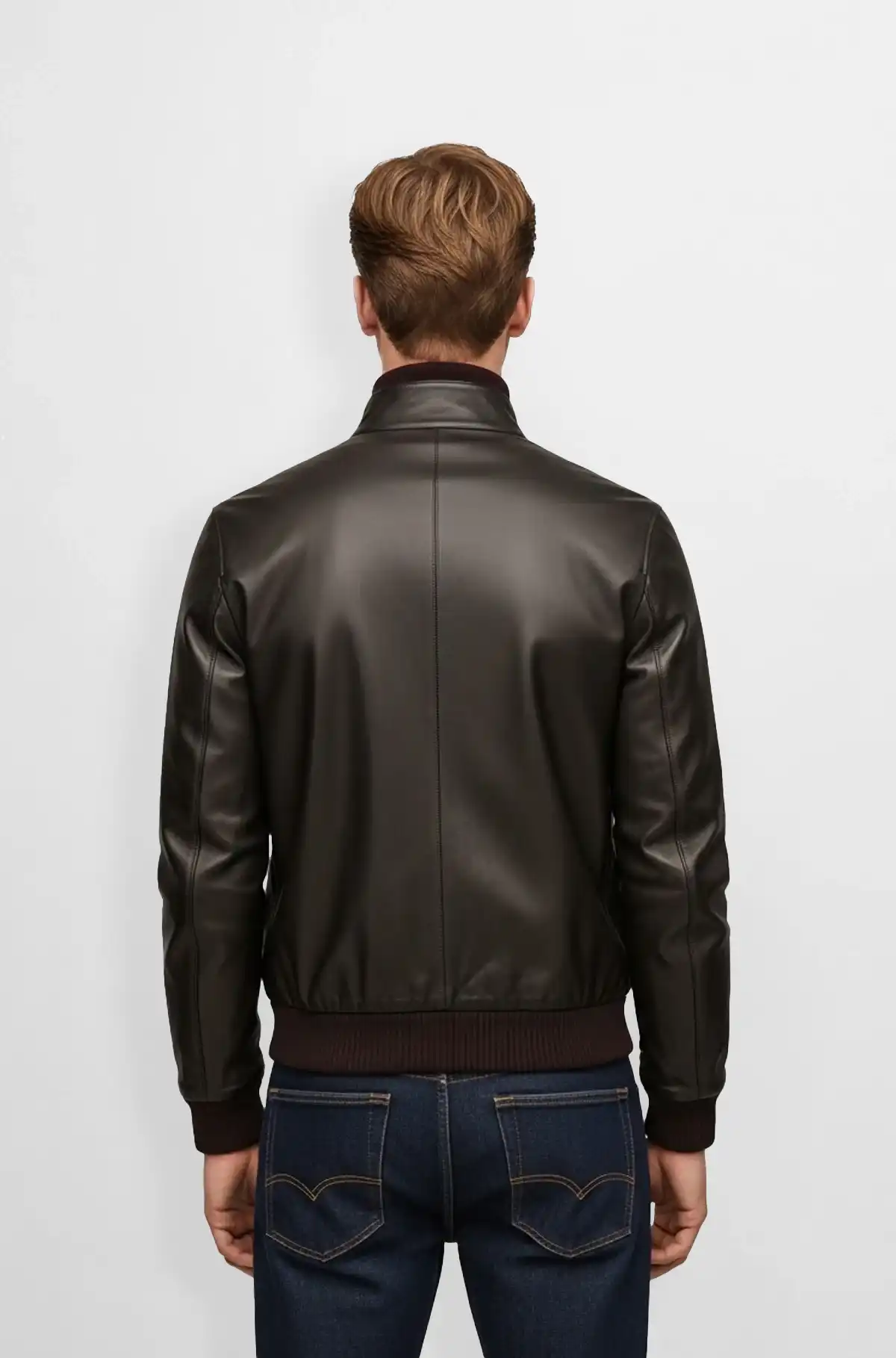 Dark Chocolate Brown Leather Bomber Jacket Dark Chocolate Brown Leather Bomber Jacket