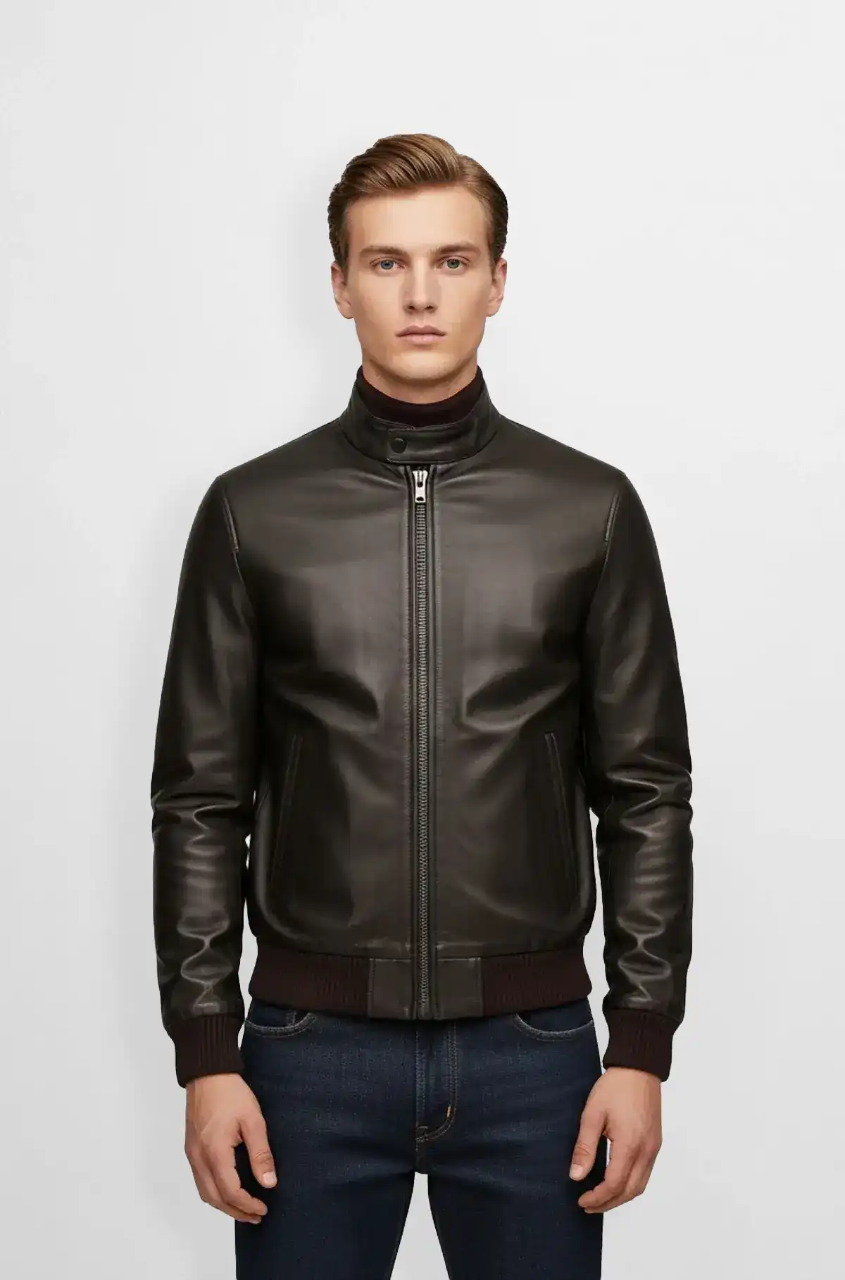 Dark Chocolate Brown Leather Bomber Jacket Dark Chocolate Brown Leather Bomber Jacket