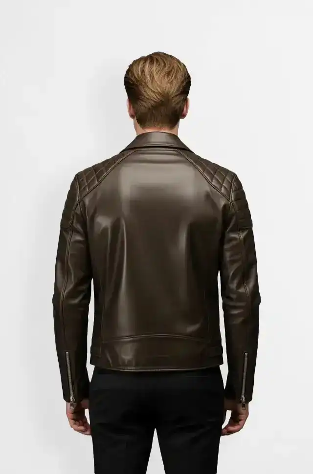 Dark Chocolate Quilted Biker Leather Jacket Dark Chocolate Quilted Biker Leather Jacket