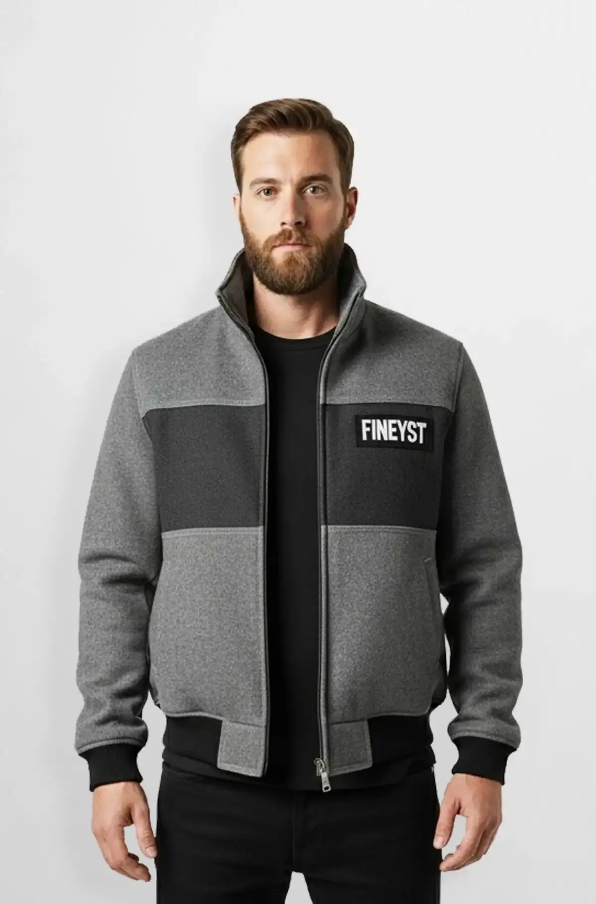 Dark Grey Fineyst Bomber Jacket