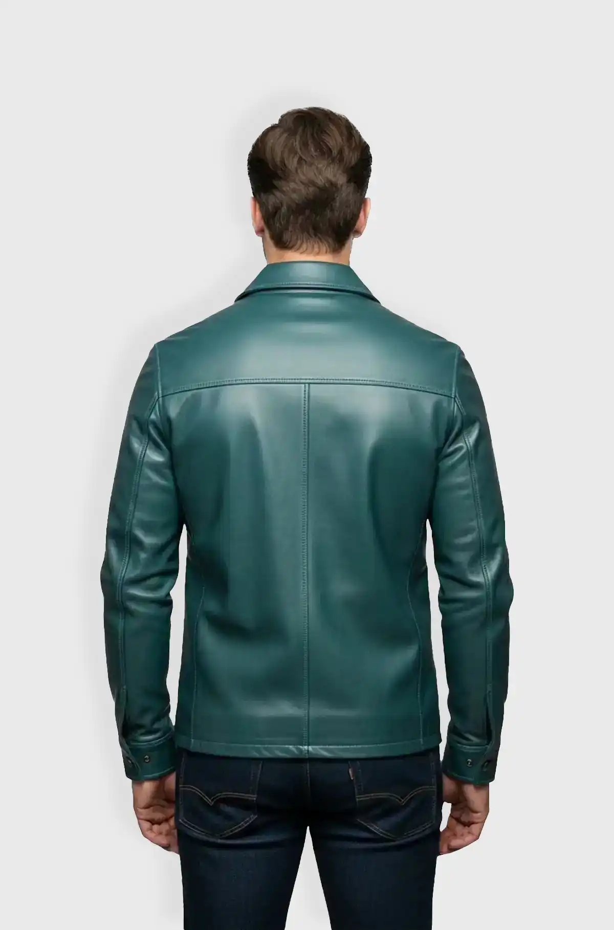 Deep Green Aviator Leather Jacket