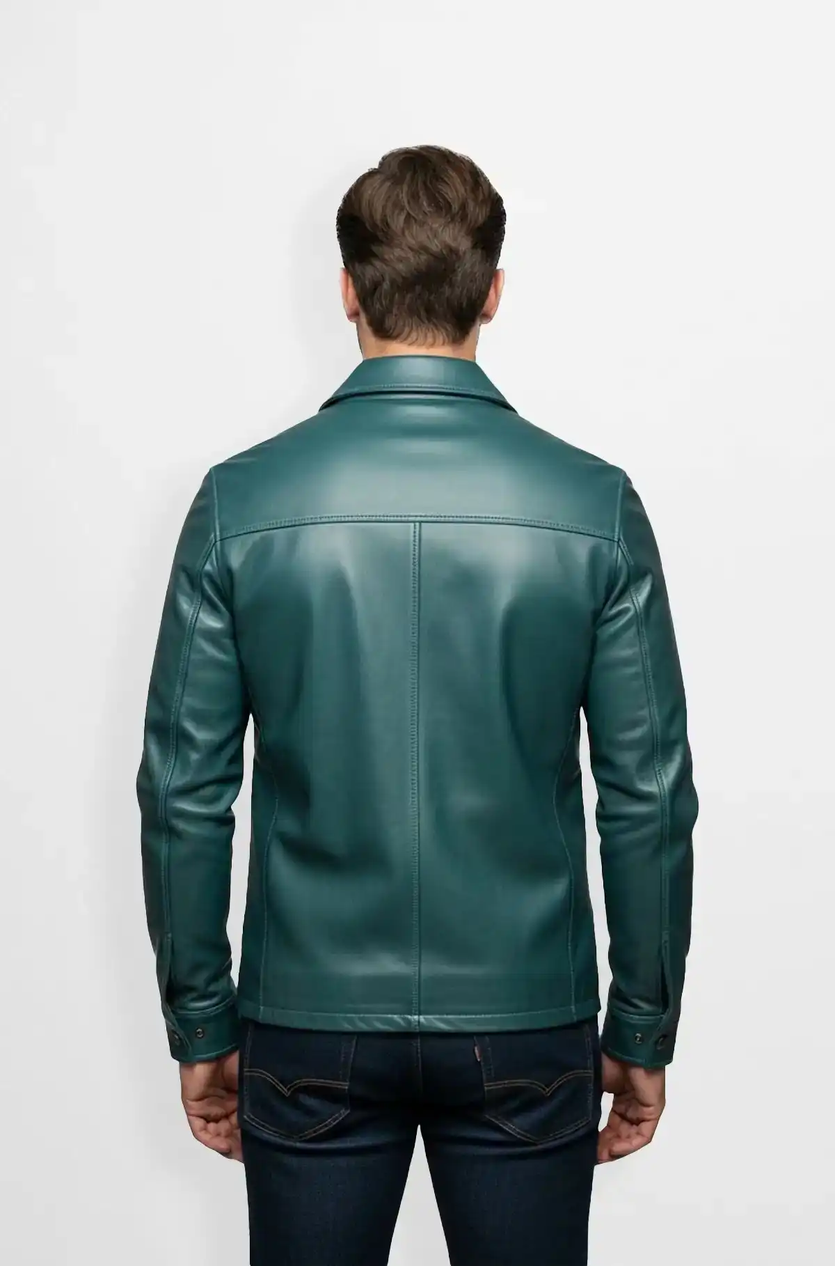 Deep Green Aviator Leather Jacket