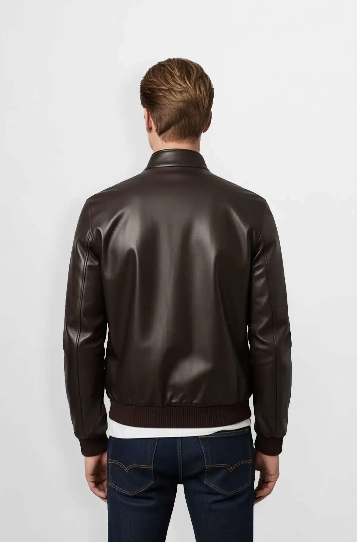 Deep Mahogany Brown Leather Bomber Jacket Deep Mahogany Brown Leather Bomber Jacket