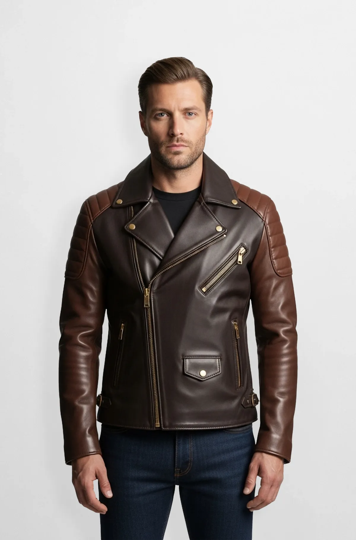 DualForce Brown Biker Jacket DualForce Brown Biker Jacket