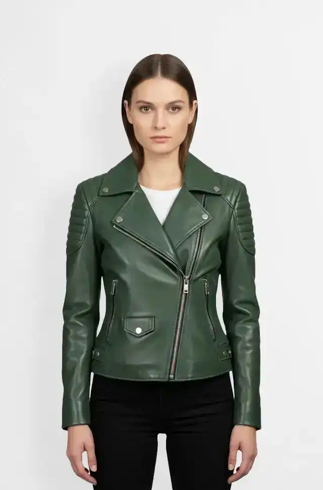 Emerald Apex Biker Leather Jacket