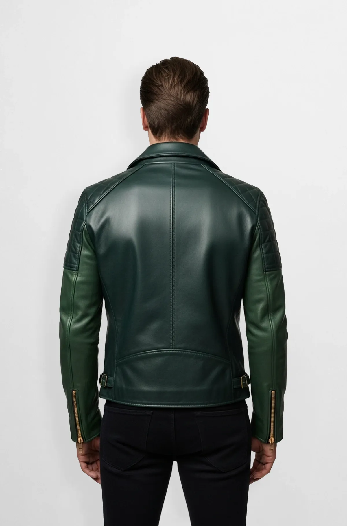 Emerald Grid Biker Jacket