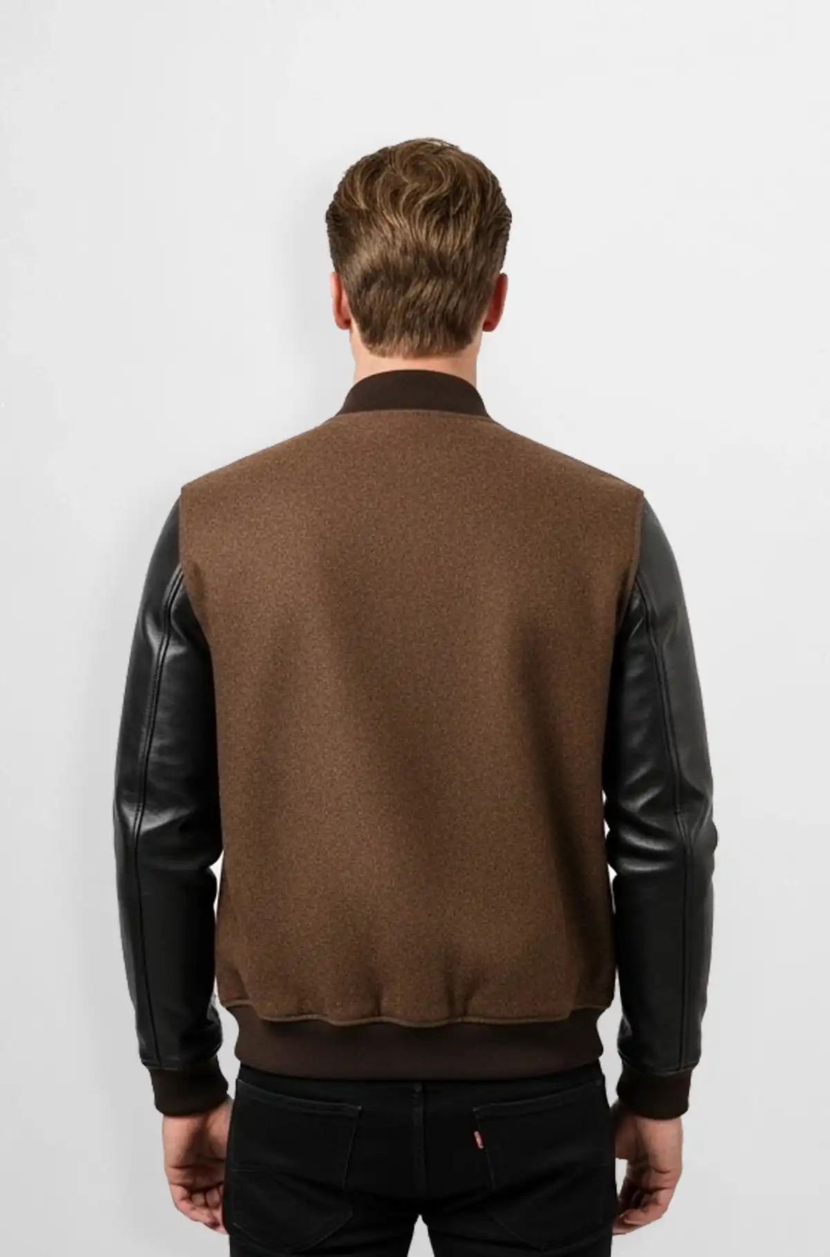 Espresso Brown Varsity Leather Jacket
