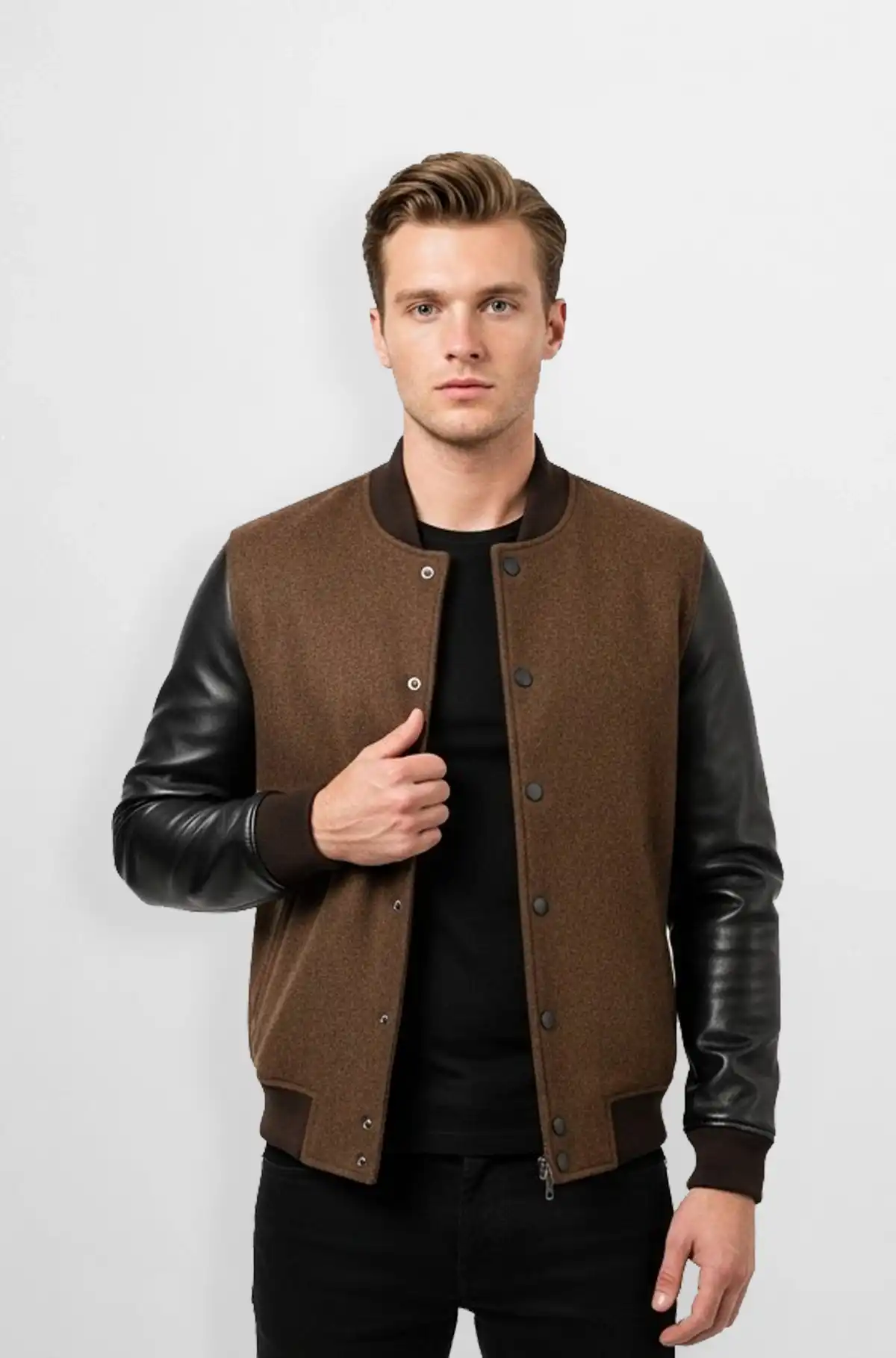 Espresso Brown Varsity Leather Jacket
