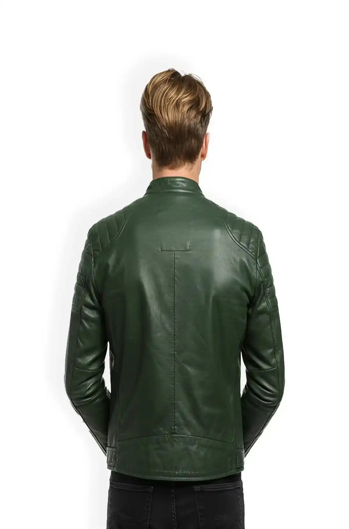 Genuine Green Biker Style Leather Jacket