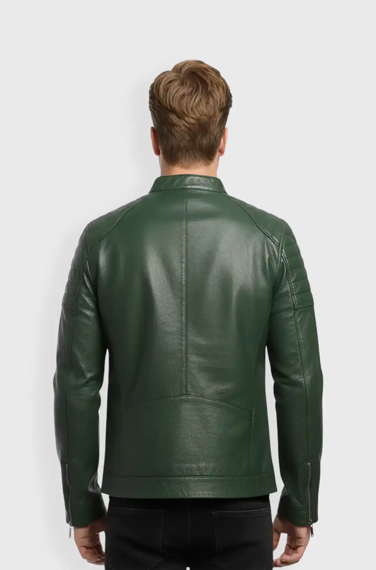 Genuine Green Biker Style Leather Jacket