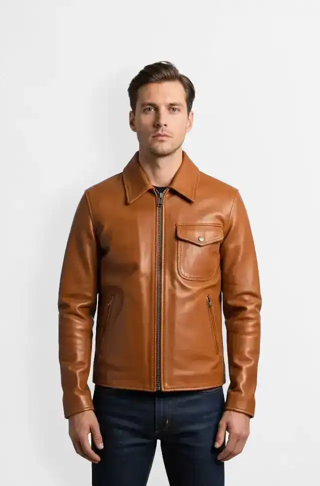 Genuine Tan Leather Jacket