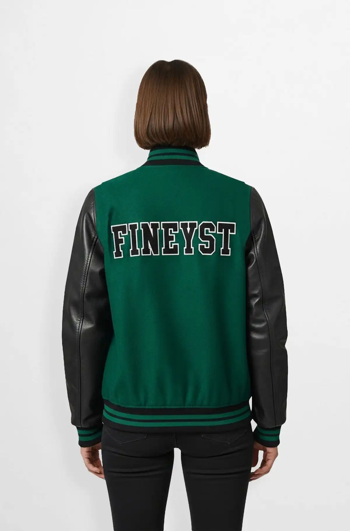 Green Black Varsity Leather Jacket