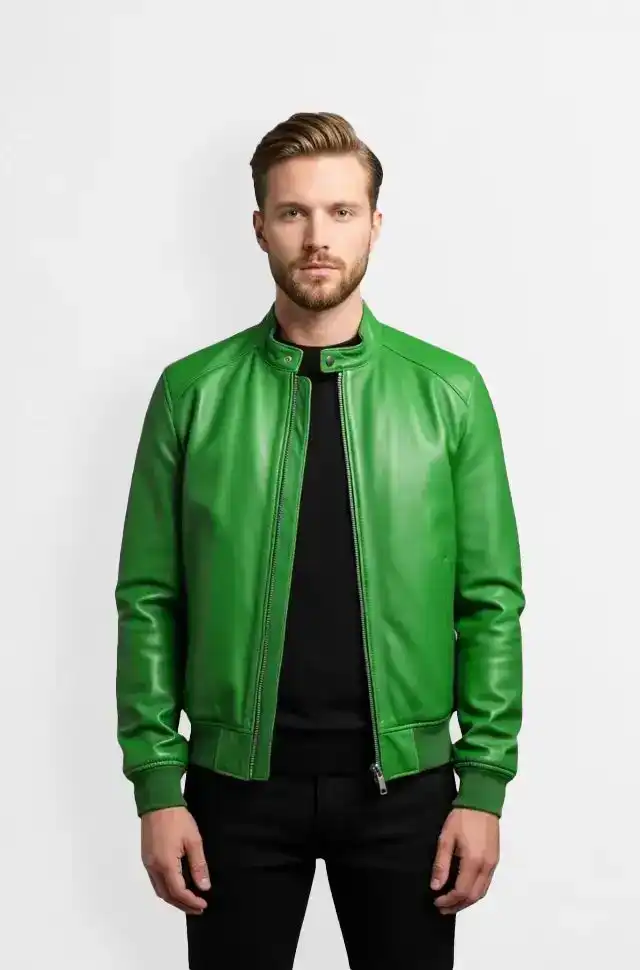 Green Emerald Racer Leather Jacket