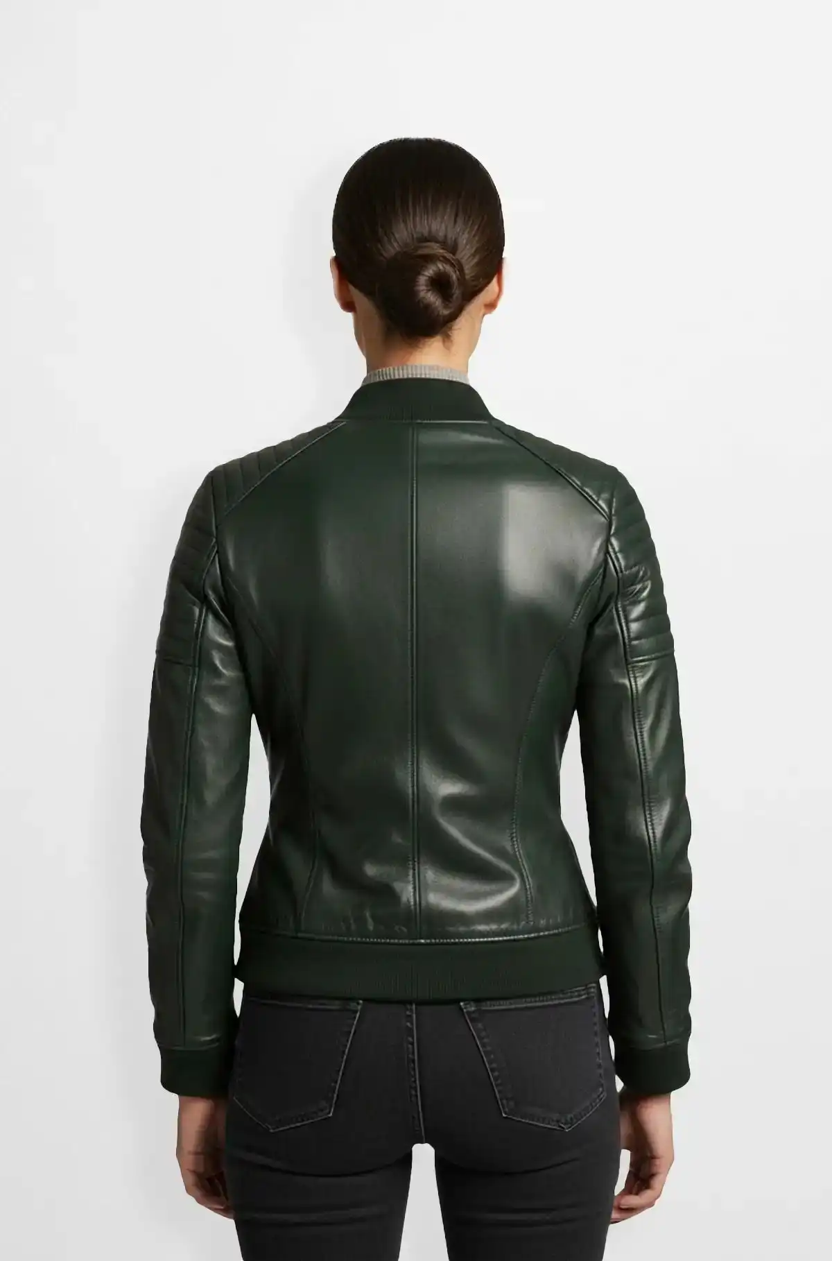 Green Leather Bomber Jacket