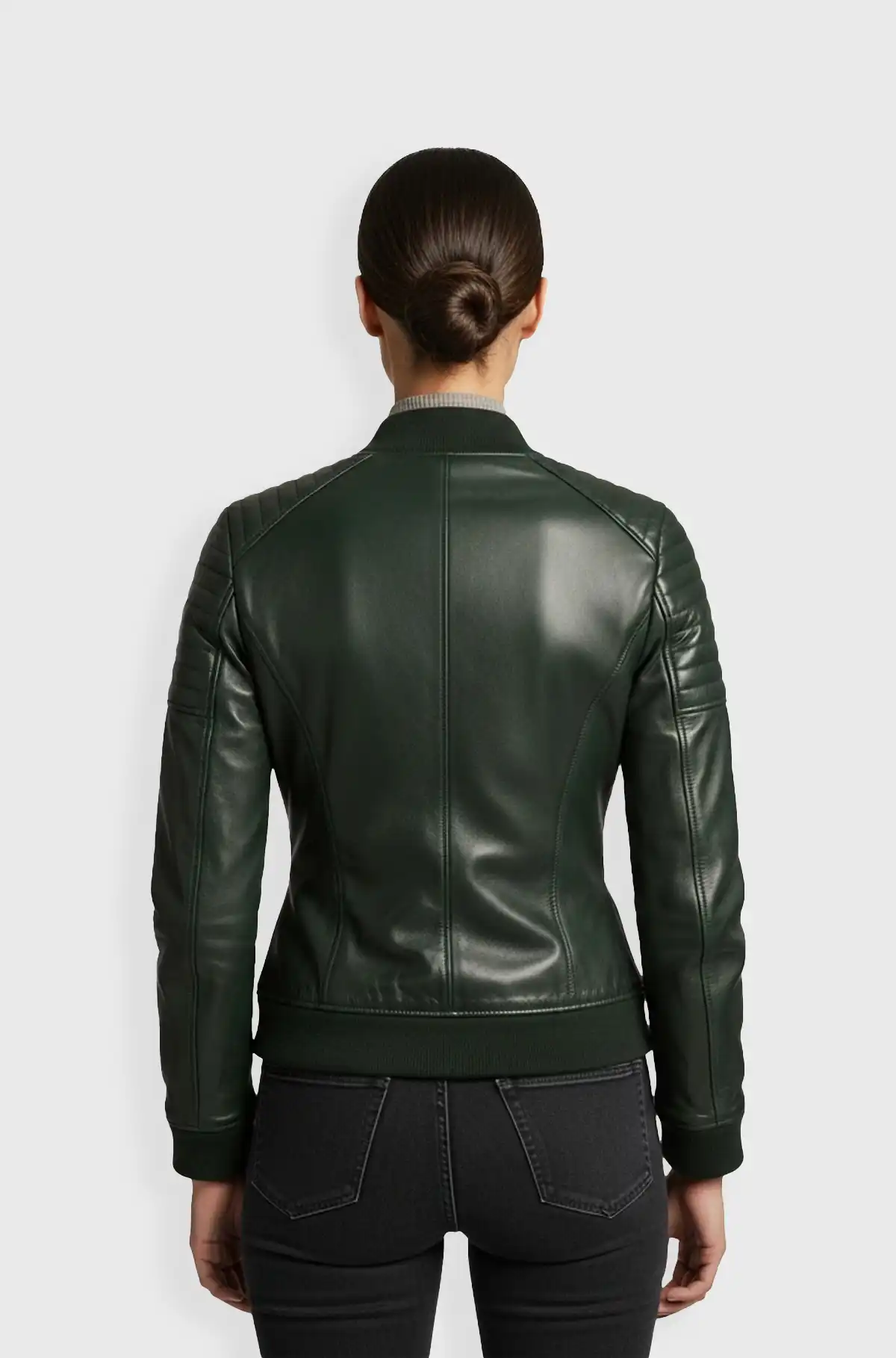 Green Leather Bomber Jacket