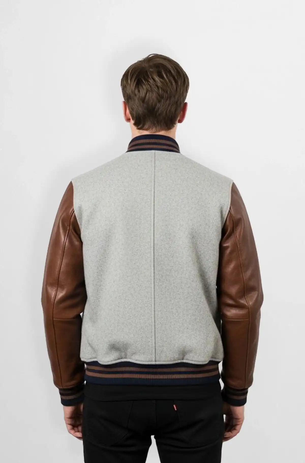 Heritage Brown Sleeve Men's Premium Varsity Jacket