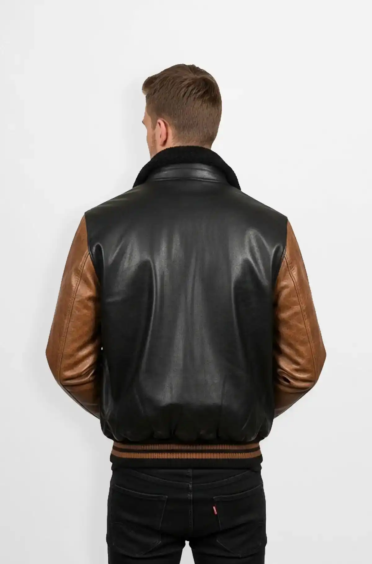 Heritage Luxe Black and Brown Varsity Leather Jacket