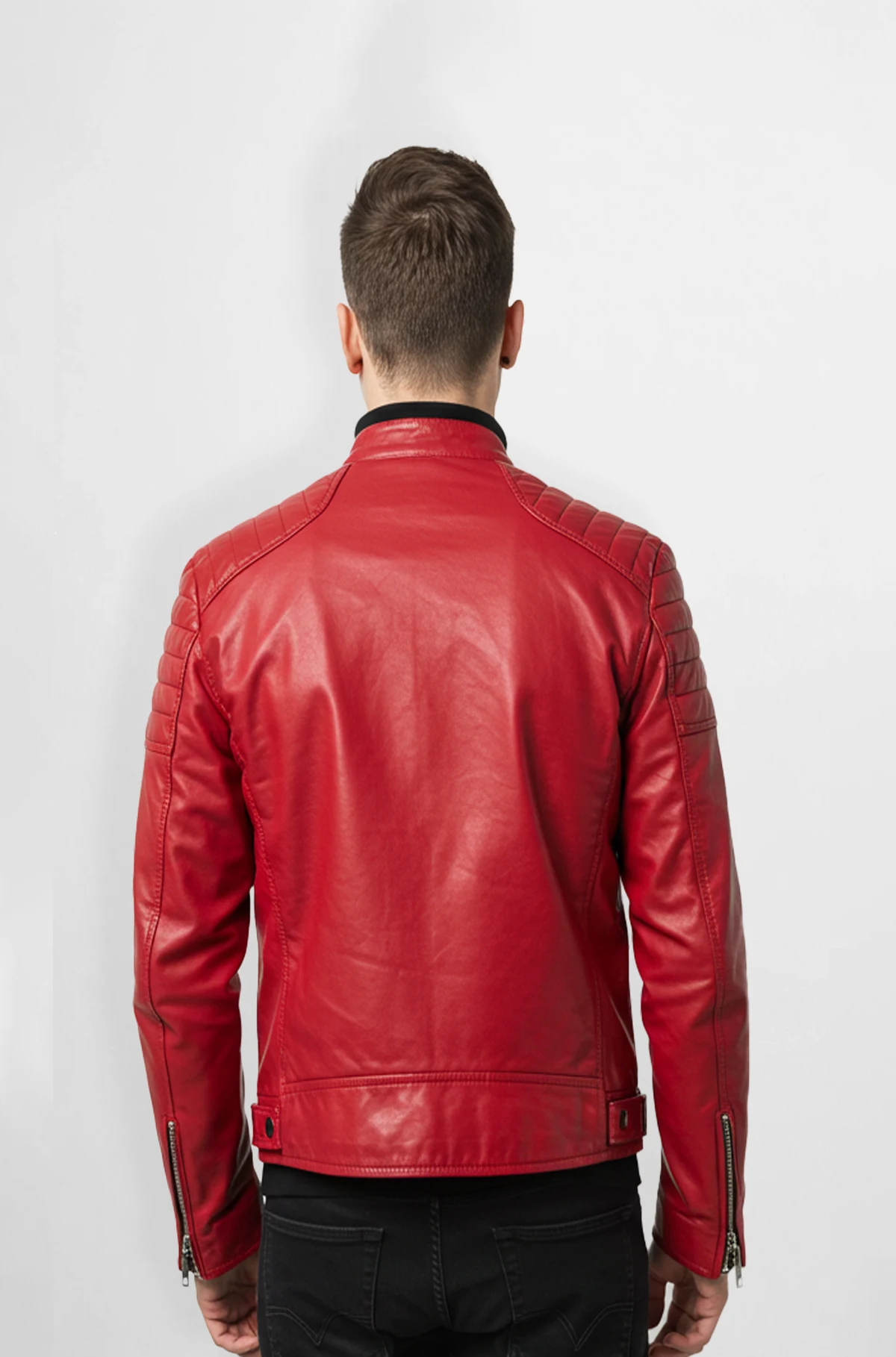 Iconic Red Leather Motorcycle Jacket