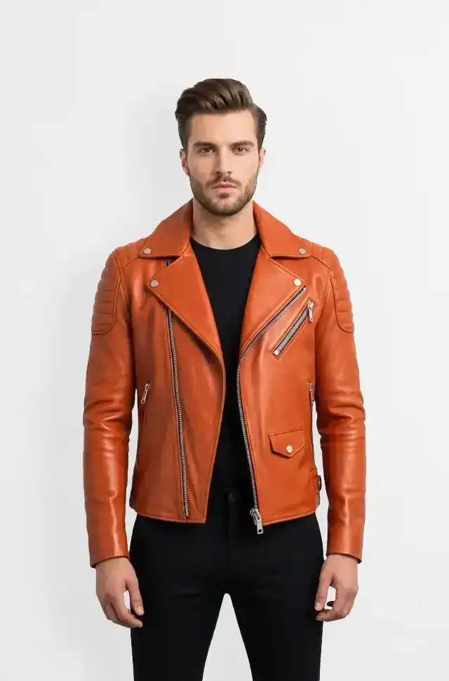 Ignite Rider Burnt Orange Biker Leather Jacket
