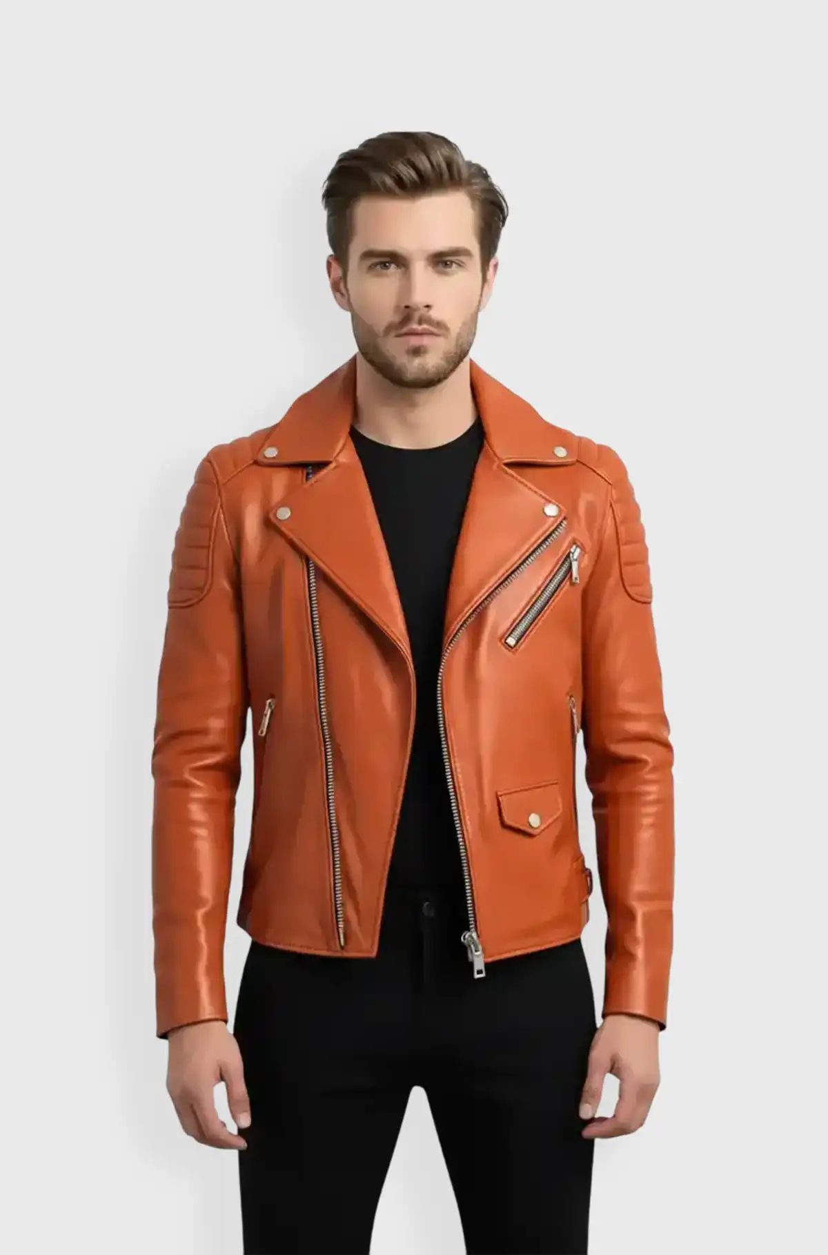 Ignite Rider Burnt Orange Biker Leather Jacket